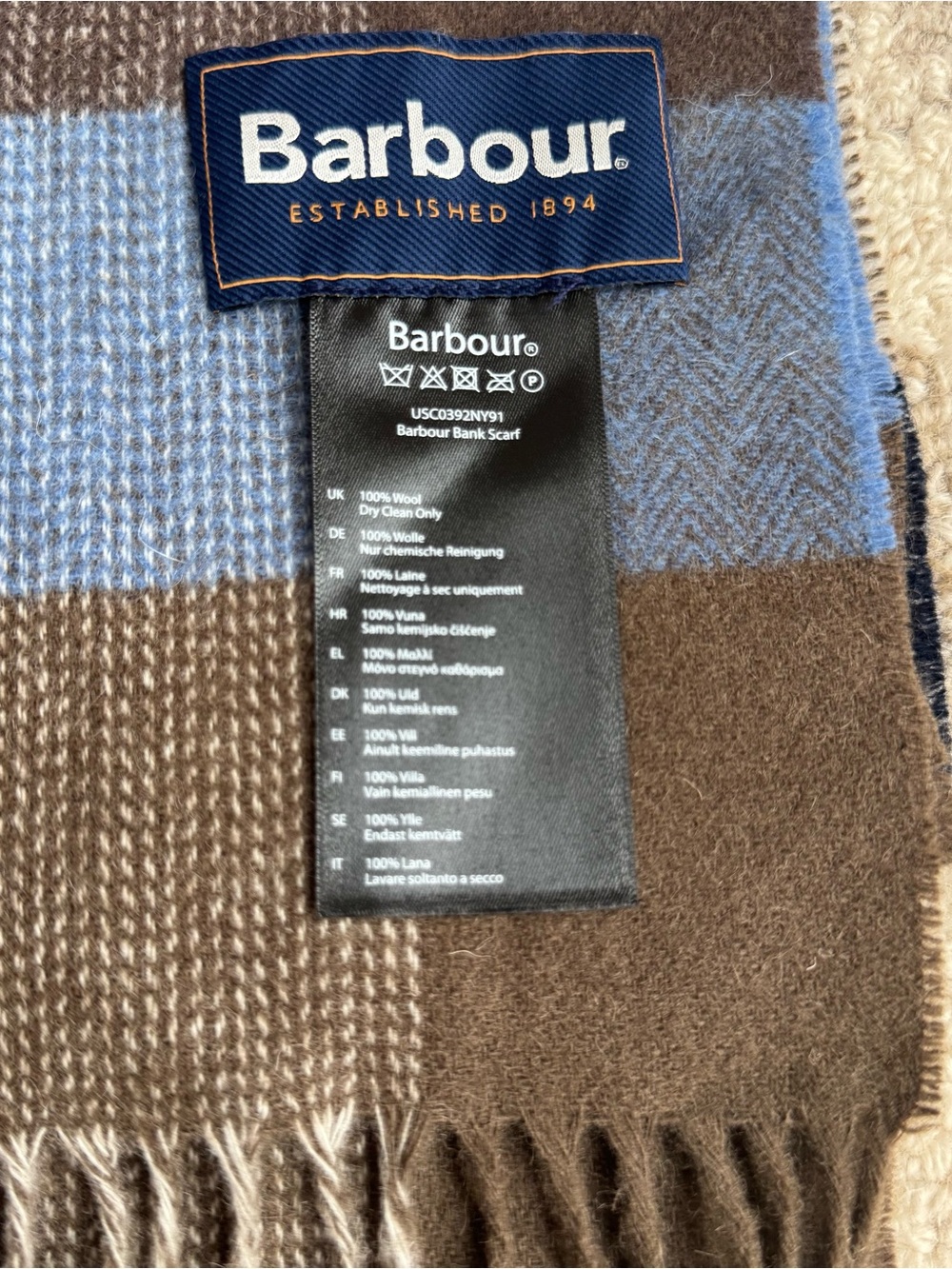 Men’s Barbour Bank 100% Wool Plaid Scarf From Scotland - Picture 2 of 4